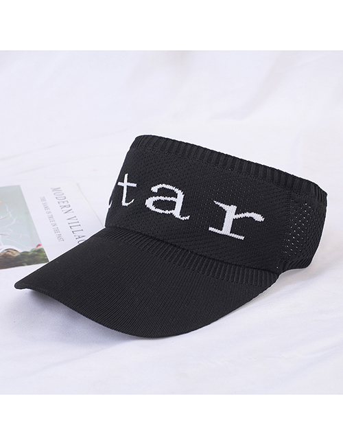 Fashion Star-black Sun Hat With Big Letters And Sunscreen
