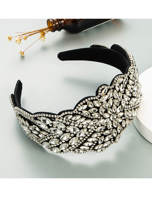 Fashion White Rhinestone Enlarged Broad-brimmed Headband