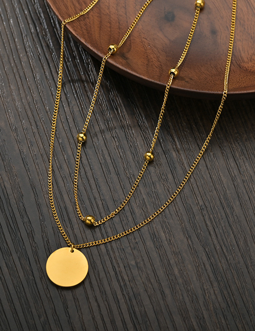 Fashion Golden Double Round Medallion Beads Necklace