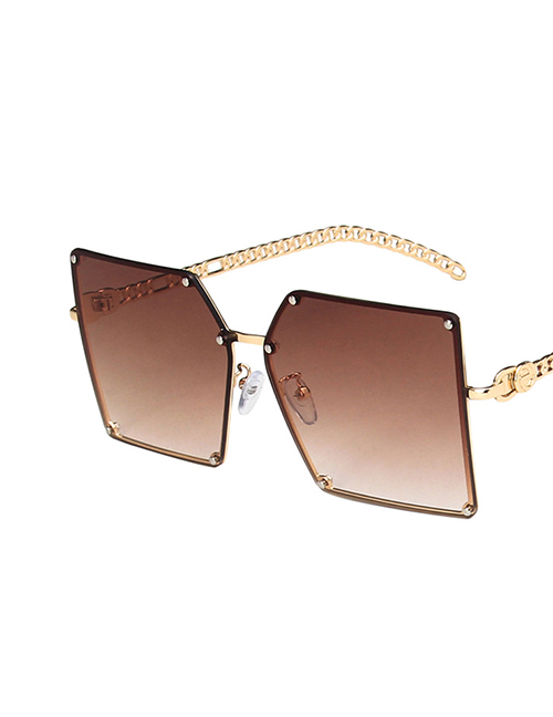 Fashion Double Tea Chain Hollow Frame Sunglasses