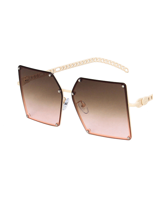 Fashion Tea Powder Chain Hollow Frame Sunglasses