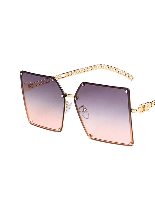 Fashion Ashes Chain Hollow Frame Sunglasses