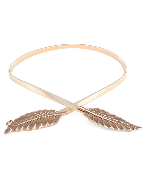Fashion Gold Color Leaves Metal Elastic Chain Leaf Waist Chain