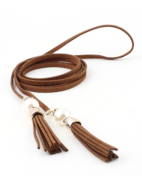 Fashion Brown Knotted Tassel Waist Rope