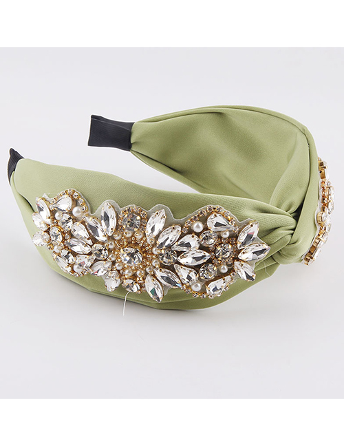 Fashion D Dark Green Fabric Diamond-studded Pearl Headband