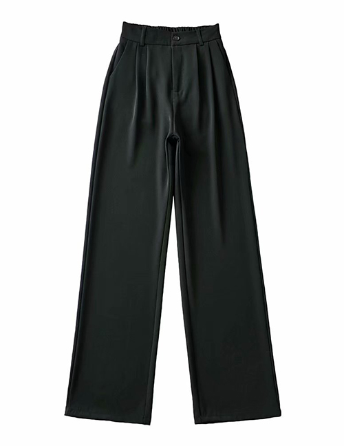 Fashion Black Solid Color Elastic Waist Trousers