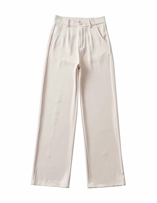 Fashion Beige Solid Color Trousers