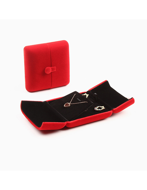 Fashion Red Earring Pendant Box (large) Flannel Double-opening Box