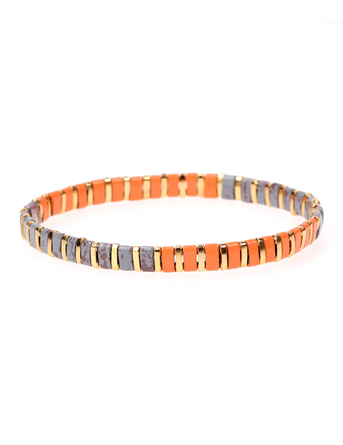Fashion Orange+grey Paint Candy Color Double Hole Beaded Elastic Bracelet
