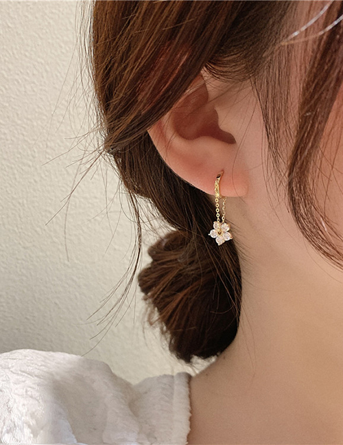 Fashion Gold Color Fringed Diamond Flower Earrings