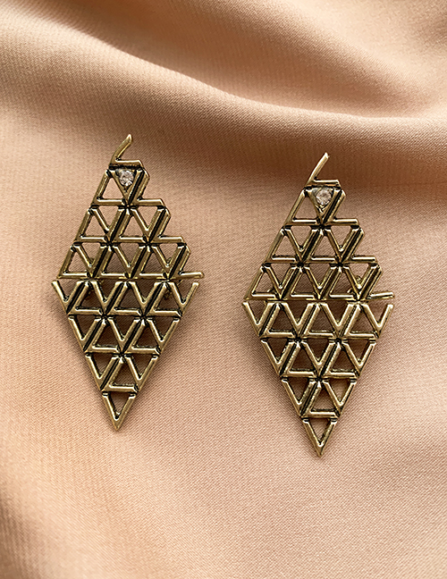 Fashion Bronze Alloy Geometric Hollow Diamond Earrings