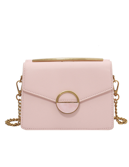 Fashion Pink Reversible Double Pocket Chain Shoulder Messenger Bag
