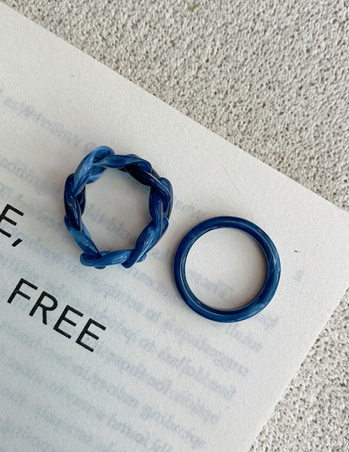 Fashion Navy Blue Acrylic Chain Ring Set
