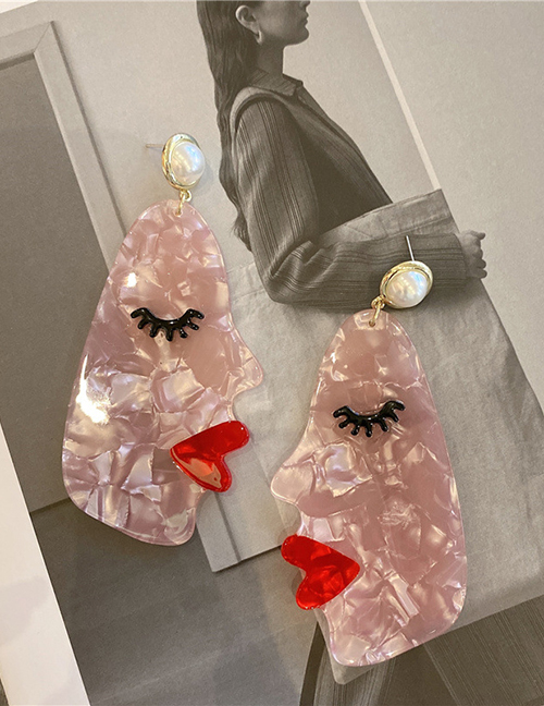 Fashion Pair Of Pink Face Earrings Face Earrings