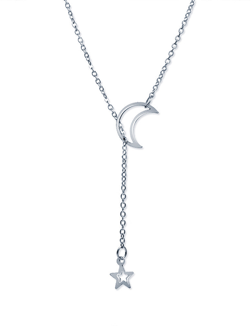 Fashion Silver Moon Star Necklace
