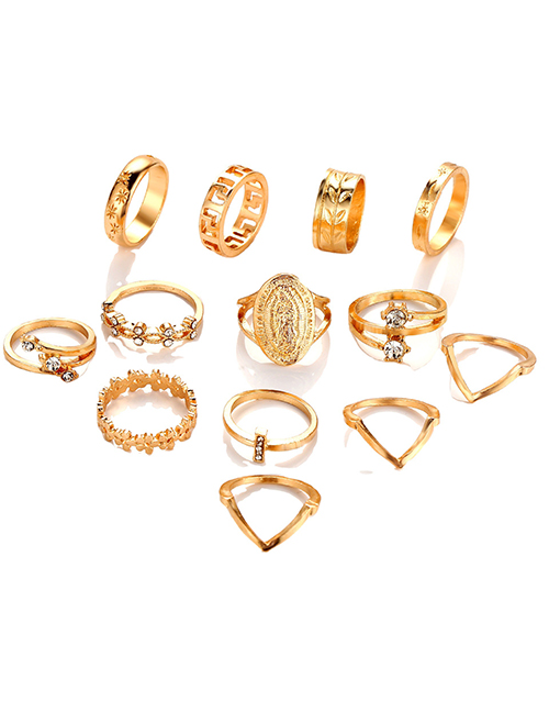Fashion Golden Diamond Ring Set