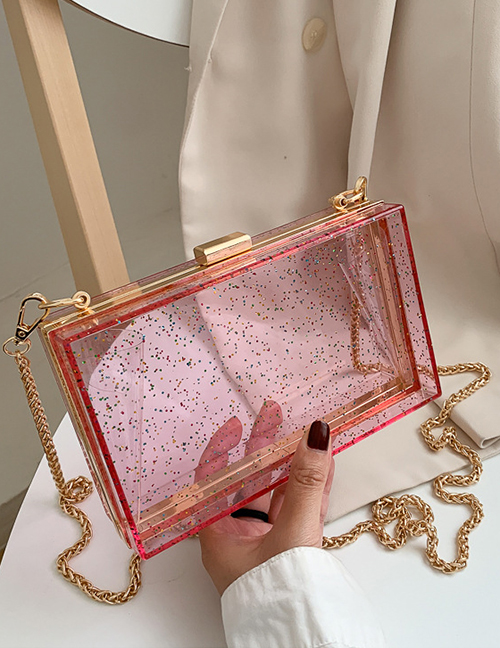 Fashion Pink Acrylic Transparent Hard Box Diagonal Bag