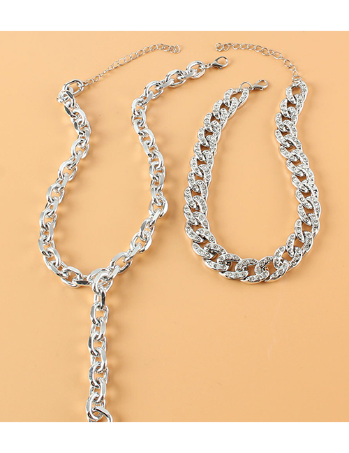Fashion Silver Hollow Geometric Chain Necklace