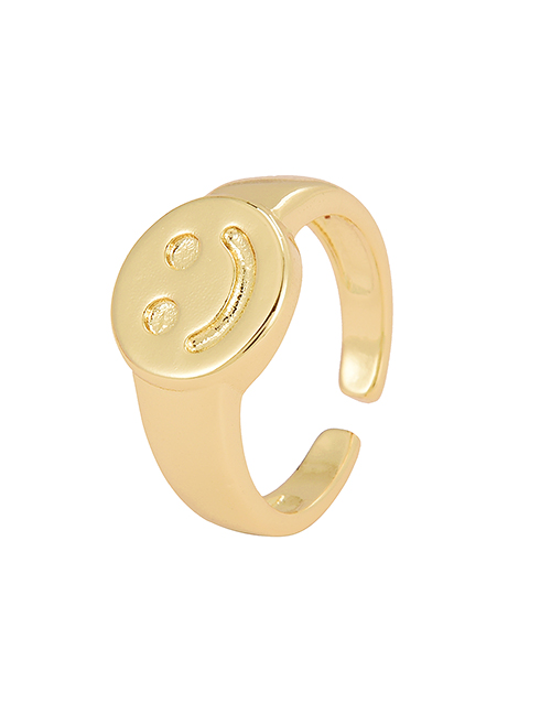 Fashion Golden Copper Smiley Ring
