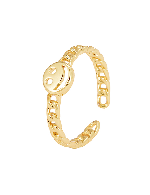 Fashion Golden Copper Smiley Ring