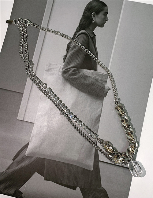 Fashion Silver Zircon Transparent Chain Necklace