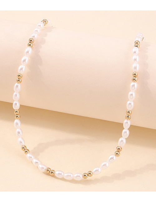 Fashion Pearl White Imitation Pearl Mixed Color Rice Bead Necklace