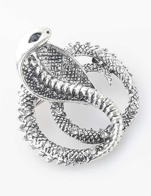 Fashion Silver Alloy Diamond Cobra Brooch