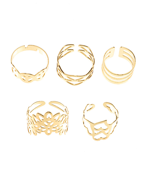 Fashion Golden Metal Hollow Ring Set