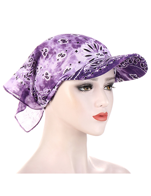 Fashion Purple Square Scarf Cashew Flower Tie-dye Print Toe Cap