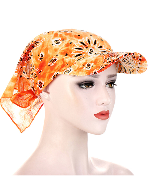 Fashion Orange Square Scarf Cashew Flower Tie-dye Print Toe Cap