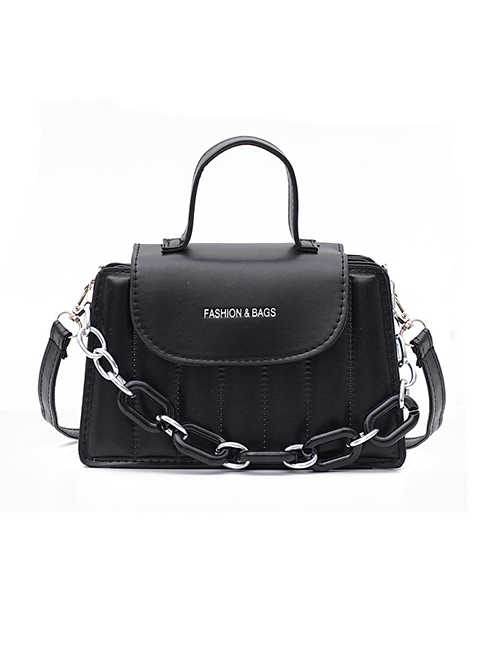 Fashion Black Vertical Chain Shoulder Messenger Bag