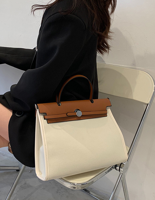 Fashion Brown With Khaki Contrast Stitching Shoulder Messenger Bag
