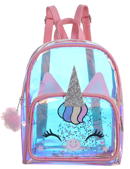 Fashion Pink Unicorn Transparent Laser Backpack