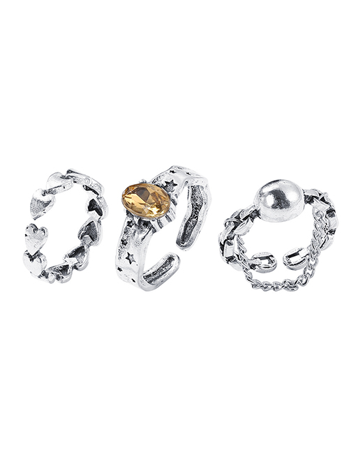 Fashion Silver Color Colorsuit Love Diamond Ring Set