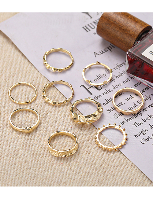 Fashion Gold Color Suit Metal Irregular Ring Set