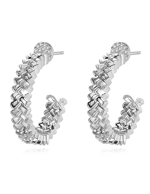 Fashion Platinum Colorful Zircon Earrings