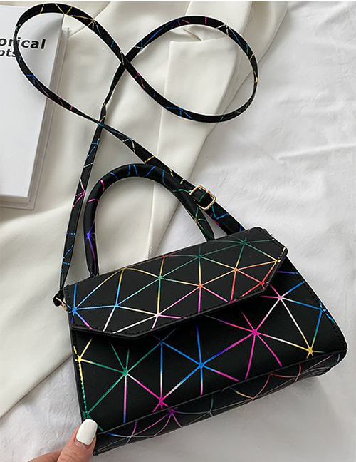 Fashion Black Color Color Triangle Rhombus One Shoulder Diagonal Bag