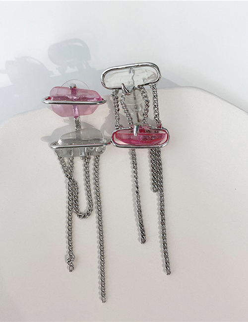 Fashion Pink Tassel Chain Earrings