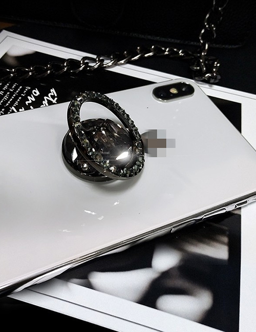 Fashion Rhinestone Ring-black Diamond-encrusted Alloy Rhinestone Mobile Phone Holder