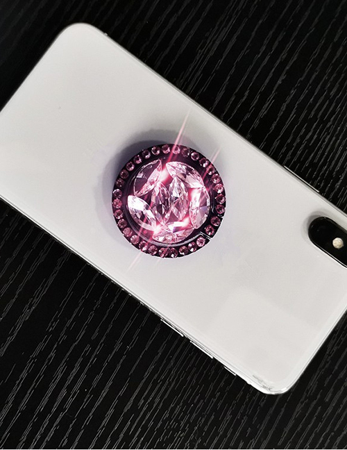 Fashion Rhinestone Ring-pink Diamond-encrusted Alloy Rhinestone Mobile Phone Holder