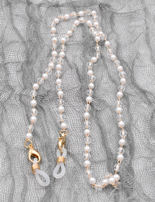 Fashion White Crystal Pearl Chain Metal Pearl Glasses Chain