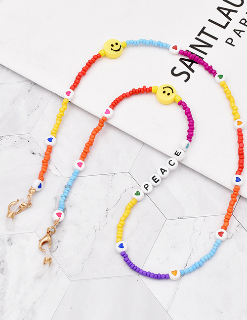 Fashion Letter Smiley Rice Beads Fringed Smiley Face Letter Pearl Eyeglasses Chain
