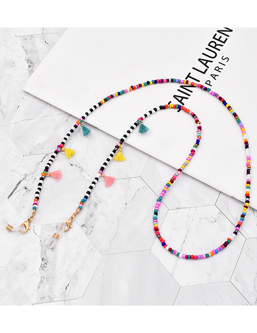 Fashion Tassel Rainbow Rice Beads Tassel Pearl Glasses Chain
