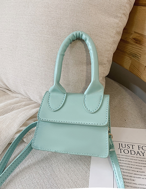 Fashion Green Children's Solid Color Diagonal Handbag