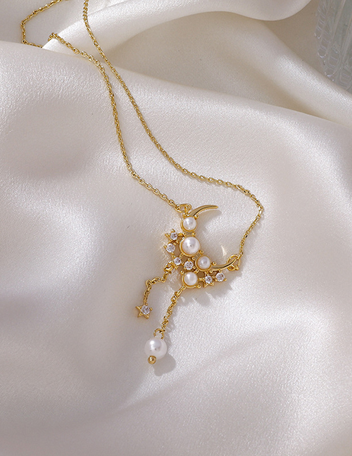 Fashion Gold Color Stars And Moon Tassel Necklace
