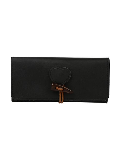 Fashion Black Small Change Horn Buckle Love Wallet