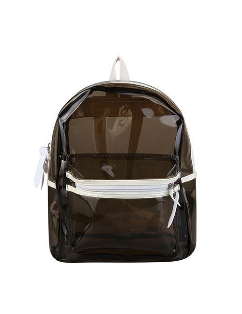 Fashion Coffee Color Pvc Transparent Backpack