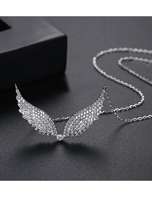 Fashion Platinum Glazed Angel Wing Necklace