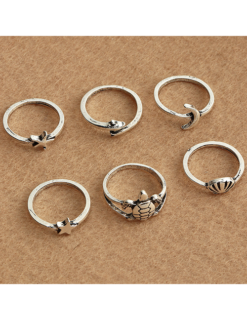 Fashion Silver Color Animal Tortoise And Scallop Ring Set