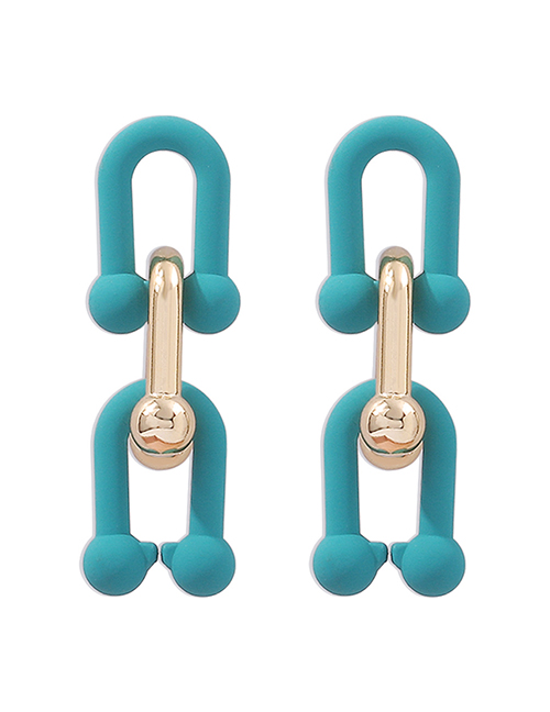 Fashion Blue U-shaped Chain Hit Color Earrings